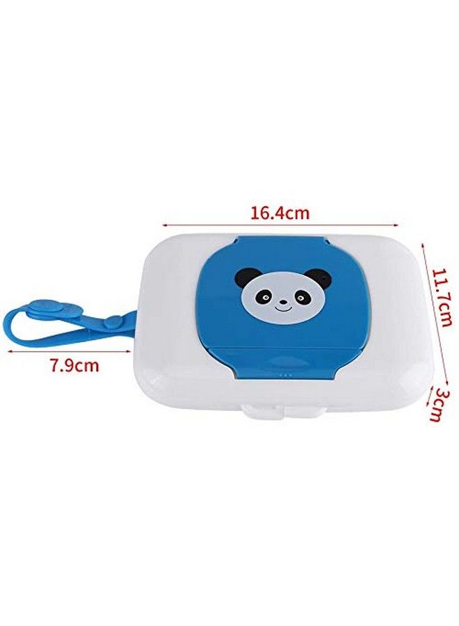 Wet Wipes Storage Box Baby Portable Wipes Dispenser Travel Refillable Container For Car Bathroom Living Room Outdoor Use (White&Blue)