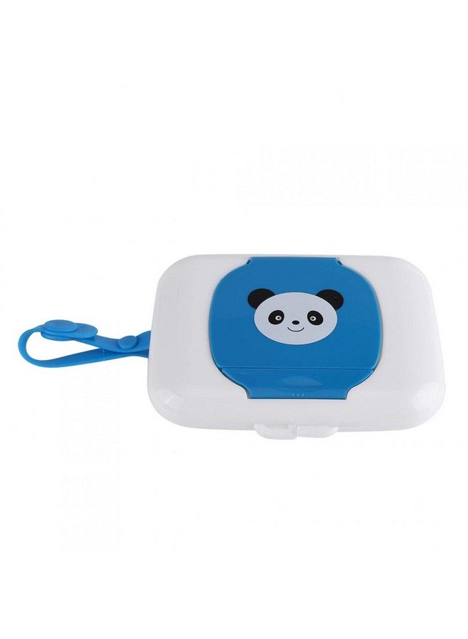 Wet Wipes Storage Box Baby Portable Wipes Dispenser Travel Refillable Container For Car Bathroom Living Room Outdoor Use (White&Blue)