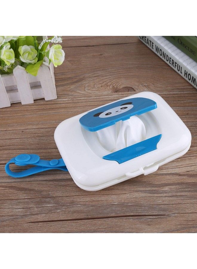 Wet Wipes Storage Box Baby Portable Wipes Dispenser Travel Refillable Container For Car Bathroom Living Room Outdoor Use (White&Blue)