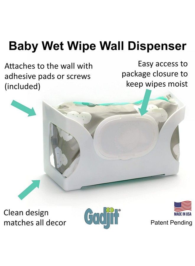 Baby Wet Wipes Hand Wipes Wall Dispenser ; Mounts On A Wall And Holds Up To An 84 Count Pack Of Wipes ; Keeps Wipes Always Within Easy Reach Of Messes ; Onehanded Wipes Dispensing