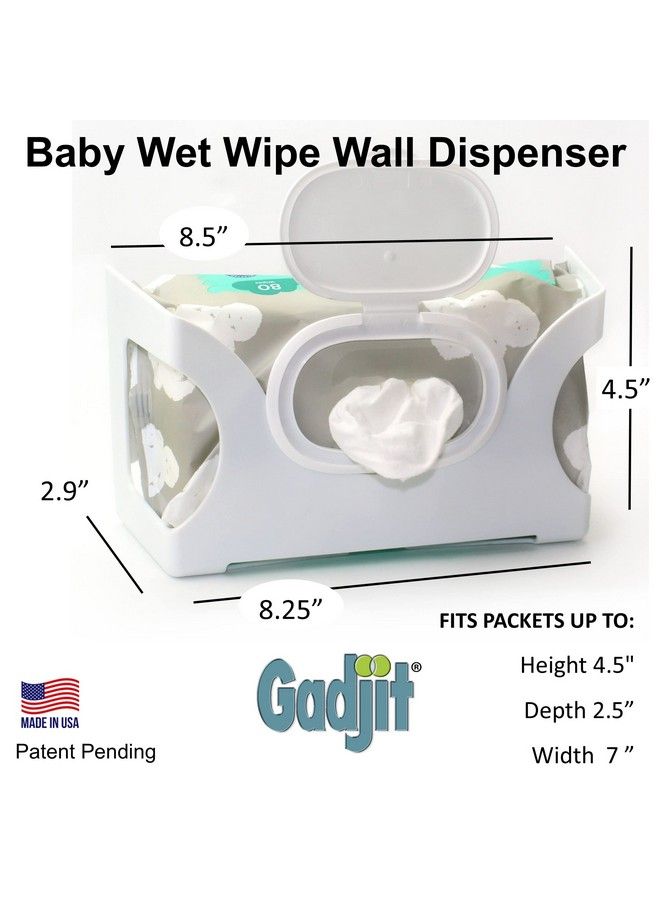Baby Wet Wipes Hand Wipes Wall Dispenser ; Mounts On A Wall And Holds Up To An 84 Count Pack Of Wipes ; Keeps Wipes Always Within Easy Reach Of Messes ; Onehanded Wipes Dispensing