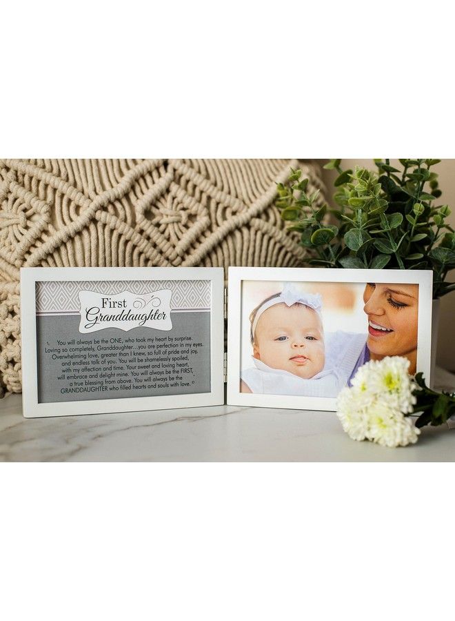 The Grandparent Gift Company 4 X 6 Double Hinged Table Or Shelf Frame“First Granddaughter” Baby Reveal Or Baby Shower