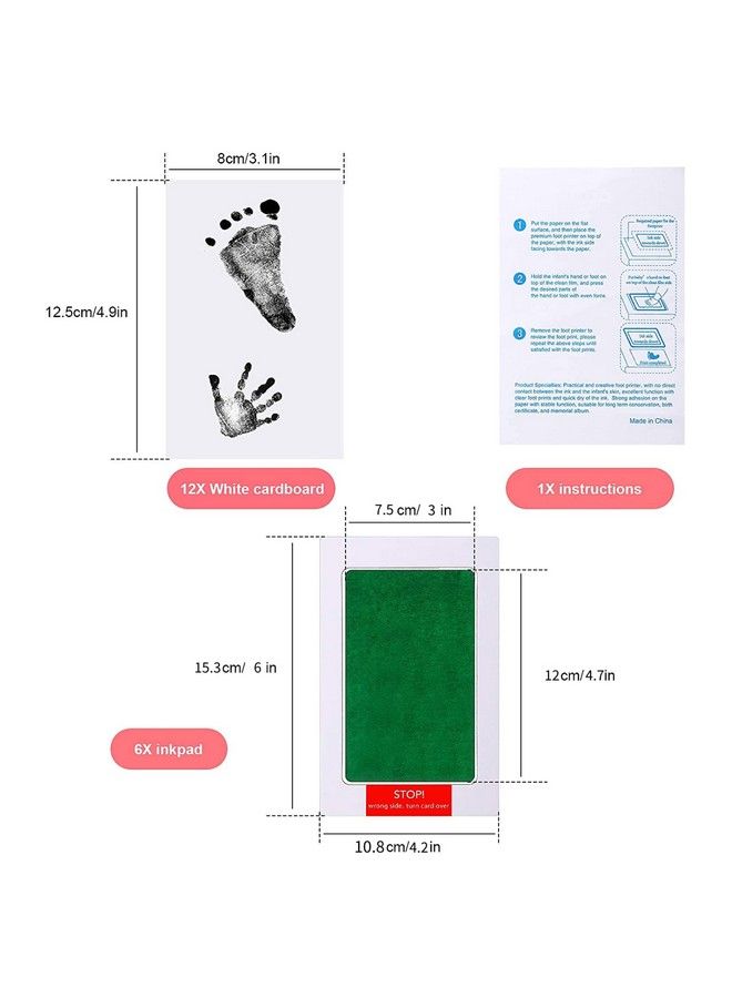 18 Pieces Baby Inkless Handprint And Footprint Kit 6 Safe Hand And Foot Ink Pad Clean Touch Dog Paw Print Stamp Kit And 12 Card For Newborn Registry Family Keepsake Baby Gift (Medium)