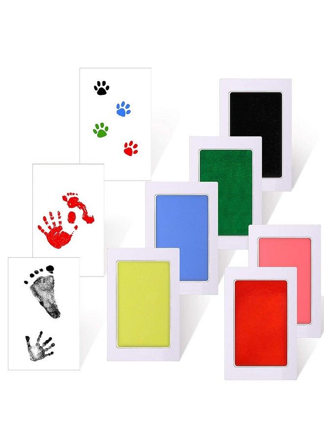 18 Pieces Baby Inkless Handprint And Footprint Kit 6 Safe Hand And Foot Ink Pad Clean Touch Dog Paw Print Stamp Kit And 12 Card For Newborn Registry Family Keepsake Baby Gift (Medium)