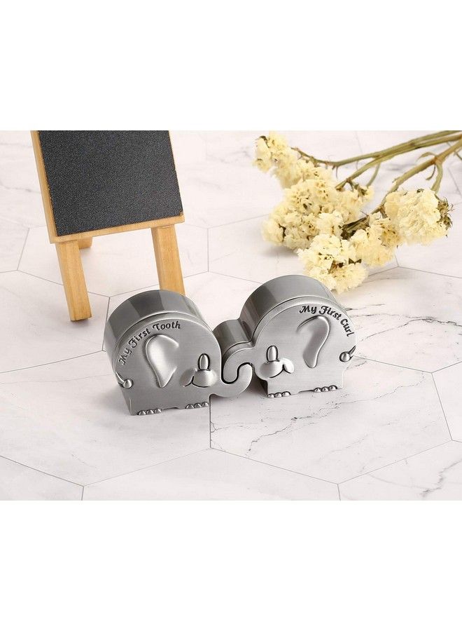 Silver Tooth Holder Baby First Tooth And Curl Keepsake Box Set Teeth Fairy Containter Gift Boxes For Child Kids