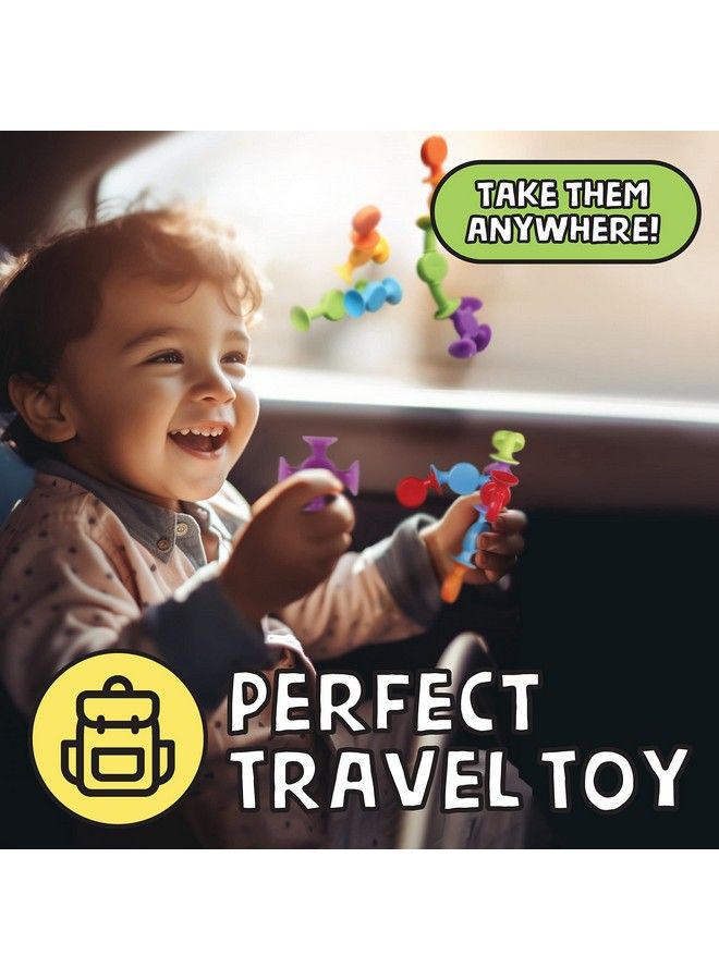 Suction Bath Toys 24Pcs ; Connect Build Create ; No Mold Bath Toy ; Hours Of Fun & Creativity ; Stimulating & Addictive Sensory Suction Toy ; No Hole Bath Toy ; Mold Free Bath Toys