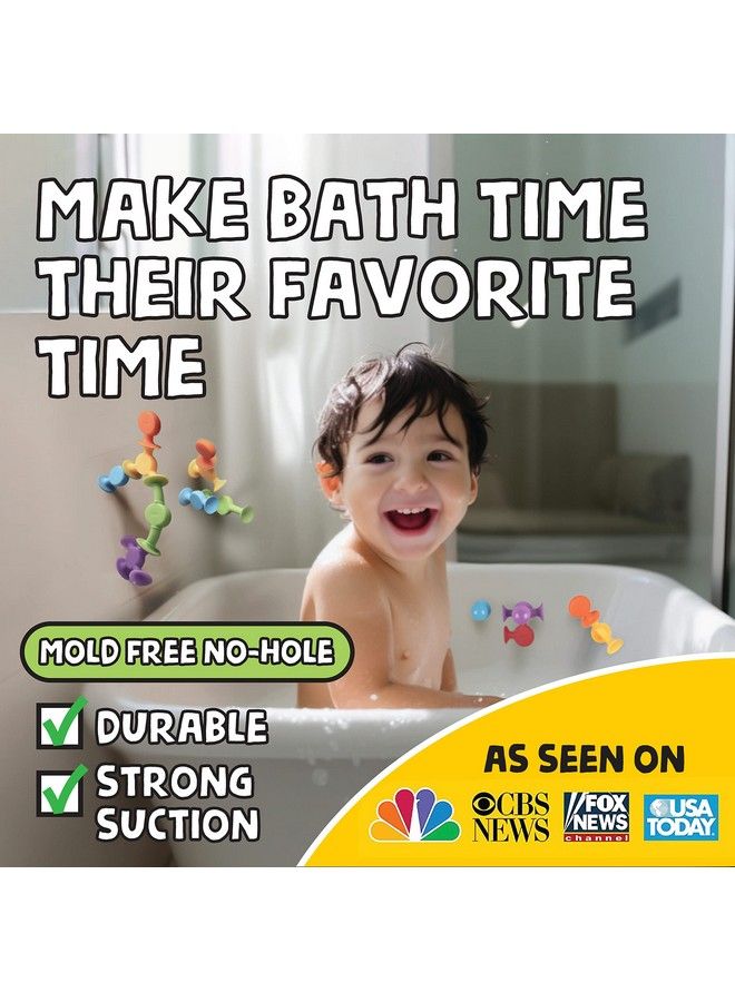 Suction Bath Toys 24Pcs ; Connect Build Create ; No Mold Bath Toy ; Hours Of Fun & Creativity ; Stimulating & Addictive Sensory Suction Toy ; No Hole Bath Toy ; Mold Free Bath Toys