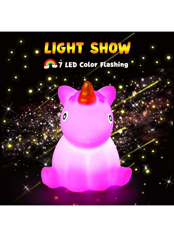 Bath Toys For Toddlers 13 No Hole Cute Light Up Bathtub Toys Floating Rubber Sea Animal Set With Flashing Colorful Led Light Unicorn Mermaid For Bathroom Shower Swimming Pool Party For Baby Girl Boy