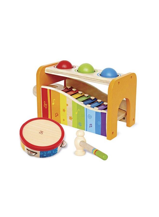 Pound Tap & Shake! Music Set Award Winning Wooden Pounding Bench Baby Xylophone And Tap Along Tambourine Developmental Nontoxic Montessori Musical Toys For Toddlers 1 4 Years Old