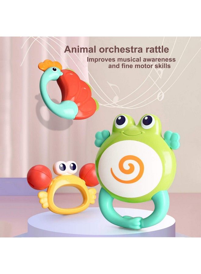 Baby Rattle Teether Sets Musical Rattles Toys Babies Grab Shaker And Spin Rattle Toy Early Educational Toys Gifts Set For 3 6 9 12 Months Newborn Baby Infant Boys Girls