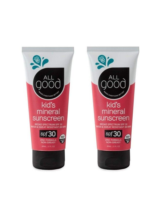 All Good Baby & Kids Sunscreen Lotion For Face & Body Uva/Uvb Broad Spectrum Spf 30 Zinc Oxide Coral Reef Friendly Water Resistant Zinc Shea Butter Coconut Oil Aloe (3 Oz)(2Pack)