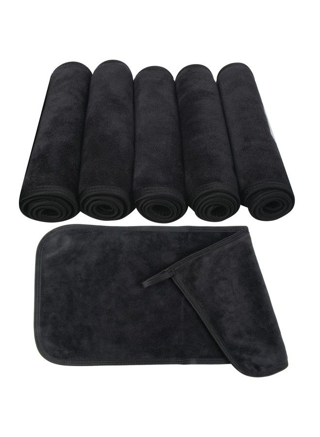 Microfiber Face Makeup Remover Cloths Reusable Facial Cleaning Towel Ultra Soft Washcloths 8Inchx16Inch，Black 6 Pack