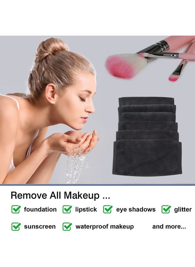 Microfiber Face Makeup Remover Cloths Reusable Facial Cleaning Towel Ultra Soft Washcloths 8Inchx16Inch，Black 6 Pack