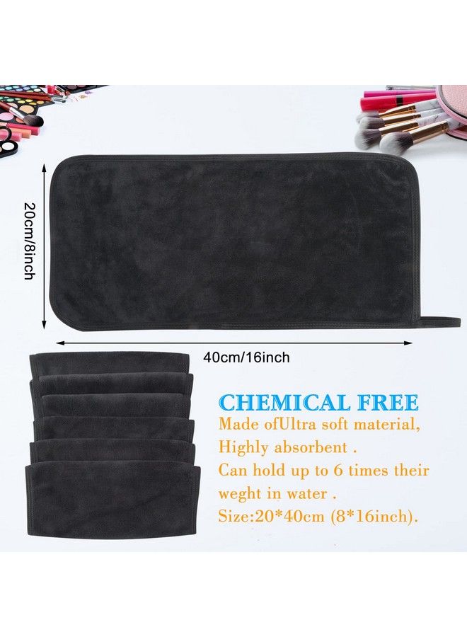 Microfiber Face Makeup Remover Cloths Reusable Facial Cleaning Towel Ultra Soft Washcloths 8Inchx16Inch，Black 6 Pack