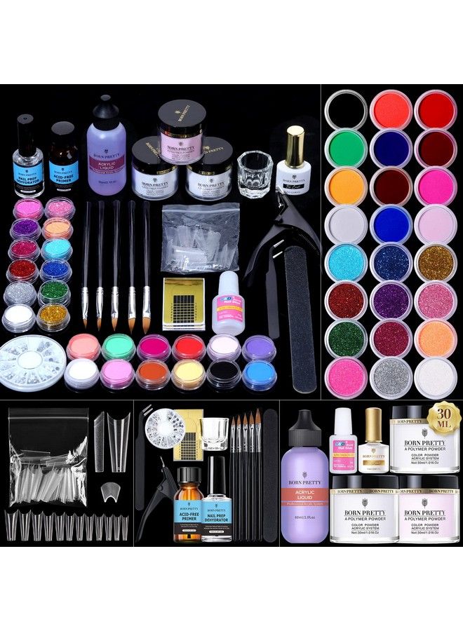 Acrylic Nail Kit With Everything Acrylic Powder And Liquid Monomer Set 24Colors Glitters Acrylic Nail Brush Nail Tips Nail Primer Nail Art Supplies For Acrylic Nails Extension Beginner Kit