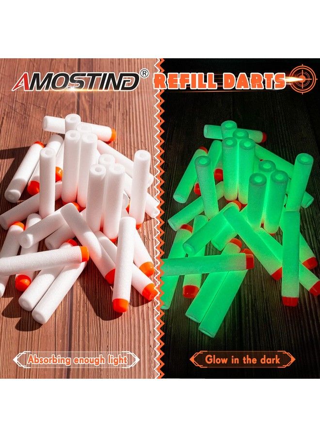 100Pcs Refill Darts For Nerf N Strike Elite 2.0 Series Glow In The Dark Bullets Pack Compatible With All Elite Blasters White