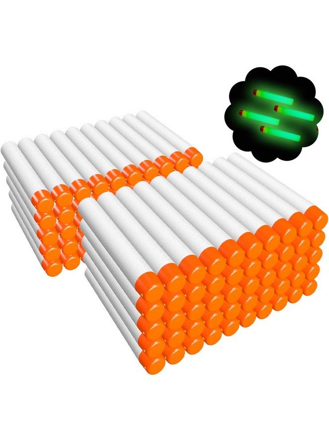 100Pcs Refill Darts For Nerf N Strike Elite 2.0 Series Glow In The Dark Bullets Pack Compatible With All Elite Blasters White