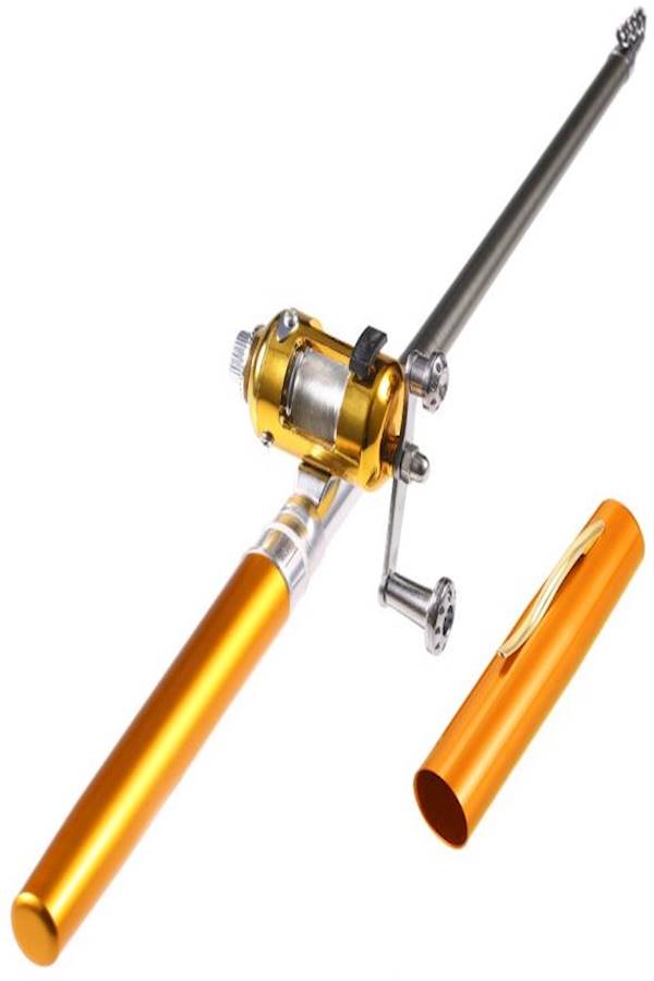 Mini Portable Pocket Pen Fishing Rod Pole Reel Aluminum Alloy Fishing Line Baits Jig Hooks