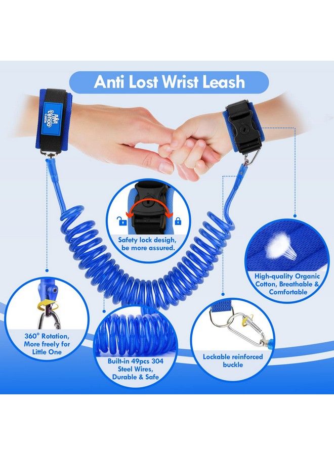 Baby Leashes For Toddlers Toddler Leash For Boys 4In1 Toddler Safety Harness Leash + Anti Lost Wrist Link Kid Leashes For Walking(Shark Blue)