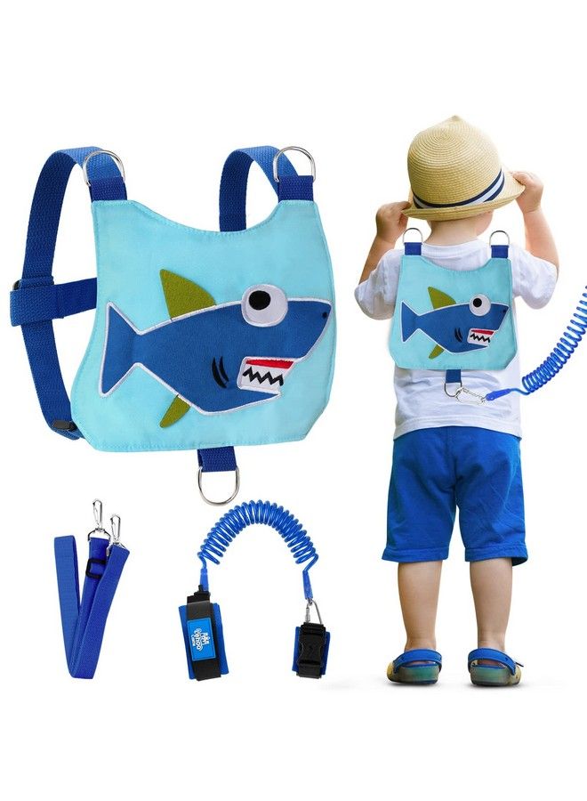 Baby Leashes For Toddlers Toddler Leash For Boys 4In1 Toddler Safety Harness Leash + Anti Lost Wrist Link Kid Leashes For Walking(Shark Blue)