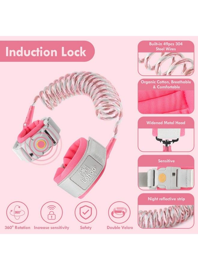 Upgraded Anti Lost Wrist Link Kid Harness With Induction Lock Safety Wrist Leash For Toddlers Kids Backpack Leash Child Leash Harness (Pink)
