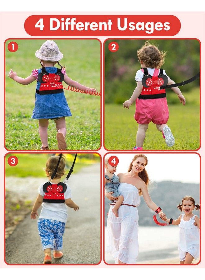 Toddler Harness With Leash 4In1 Toddler Leash With Anti Lost Wrist Link For Toddlers Kid Leashes For Girls Baby Leashes For Toddlers (Minnie)