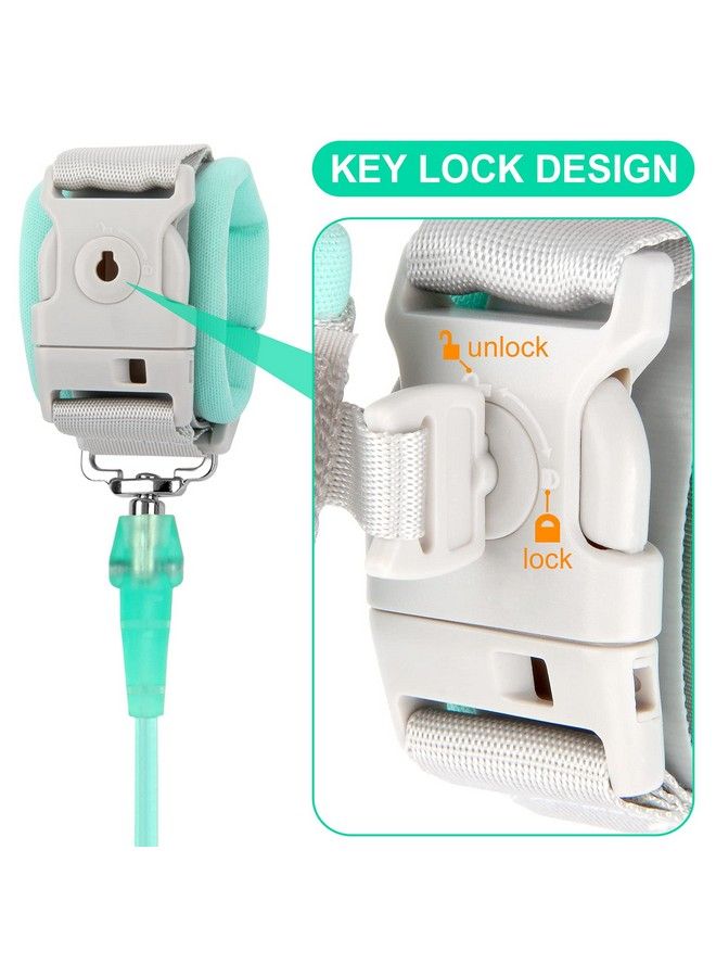 Toddler Leash 2 Pack Kid Leash Anti Lost Wrist Link With Key Lock Baby Leash Harness For Toddler (Mint Green+Pink)