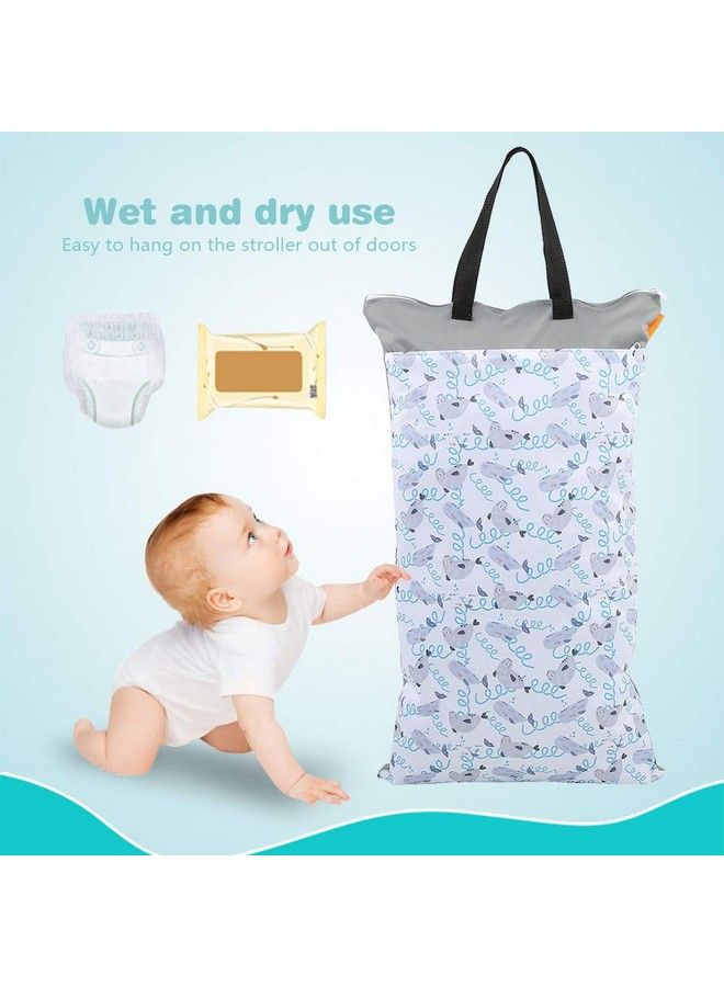 Wet Dry Cloth Diaper Bags Double Zippers And Double Pockets Large Hanging Reusable Waterproof Wet Pail Bag For Beach Pool Gym Wet Dirty Clothes