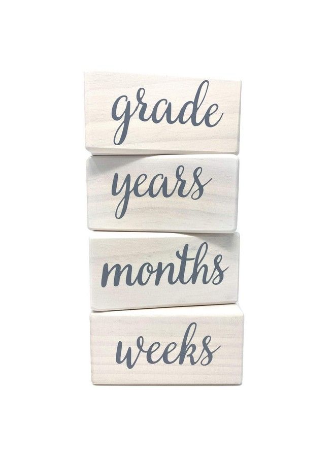 Baby Milestone Blocks Natural White Stain Pine Wood With Weeks Months Years Grade Milestones Age Block Set With Bag Newborn Weekly Monthly First Year Picture Props Earth Friendly
