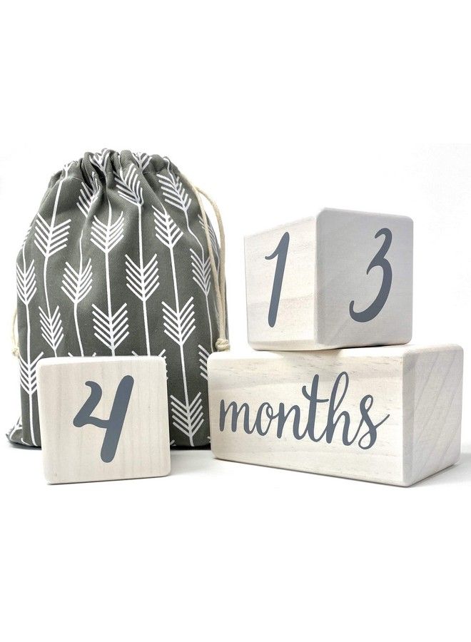 Baby Milestone Blocks Natural White Stain Pine Wood With Weeks Months Years Grade Milestones Age Block Set With Bag Newborn Weekly Monthly First Year Picture Props Earth Friendly