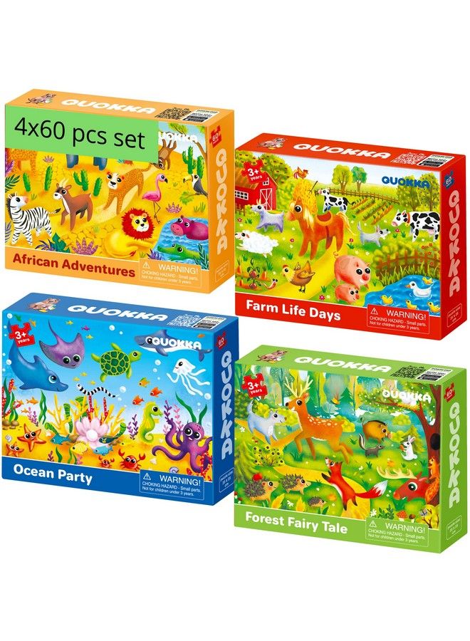 60 Piece Puzzles For Kids Ages 48 4 Jigsaw Toddler Puzzles Ages 35 By Quokka Animals Toys For Children 6810 Year Old For Boys And Girls