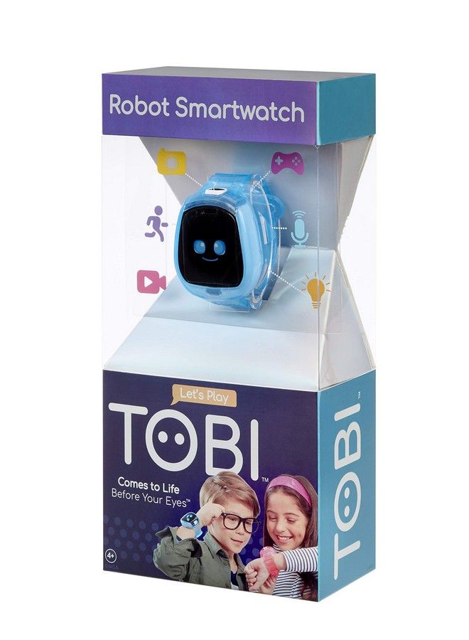 Tobi Robot Smartwatch Blue With Movable Arms And Legs Fun Expressions Sound Effects Play Games Track Fitness And Steps Builtin Cameras For Photo And Video 512 Mb ; Kids Age 4+