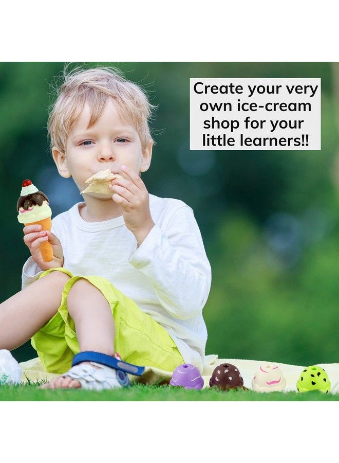 Kids Ice Cream Toy Set Pretend Play Sweet Treats Ice Cream Parlour Dessert Accessories Playset With Cone And Scoop For Toddler Imaginary Play