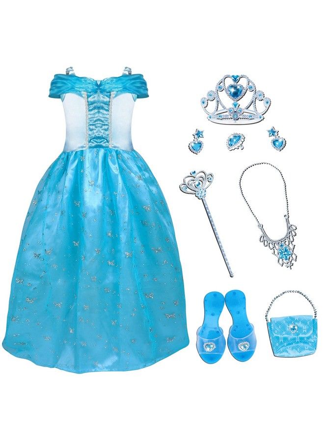 Princess Dresses For Girls Girls Princess Dress Up For Little Girls Birthday Dresses Party Costumes With Crown Magic Wand Earring Ring Necklace Handbag Shoes Accessories Age Of 47 Years