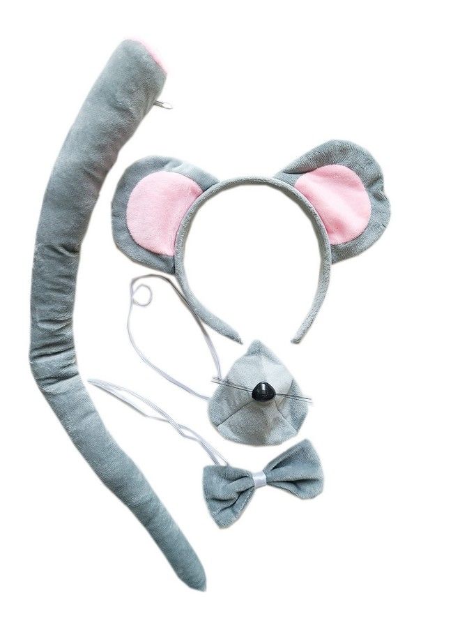 Kids Headband Tail & Bowtie 4Pcs Set Costume Gray Mouse