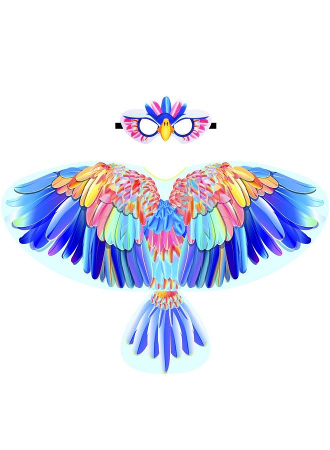 Eaglebirdwingscostume For Kids And Bird Mask Girls Boys Parrot Owl Dress Up Costumes Halloween Party Favors (Blue Green)