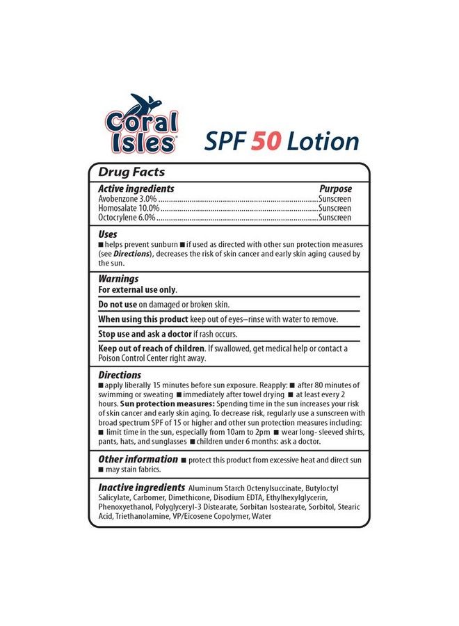 Reef Safe Sunscreen Spf 50 Lotion | Octinoxate & Oxybenzone Free Hawaii Compliant No Parabens | Broad Spectrum Uva/Uvb Protection | Nongreasy Vegan Fragrance Free | 6 Fl Oz