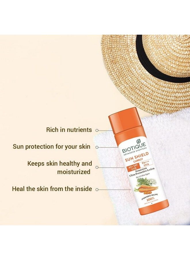 Bio Carrot Face & Body Sun Lotion Spf 40 Uva/Uvb Sunscreen For All Skin Types In The Sun 120Ml (Pack Of 2)