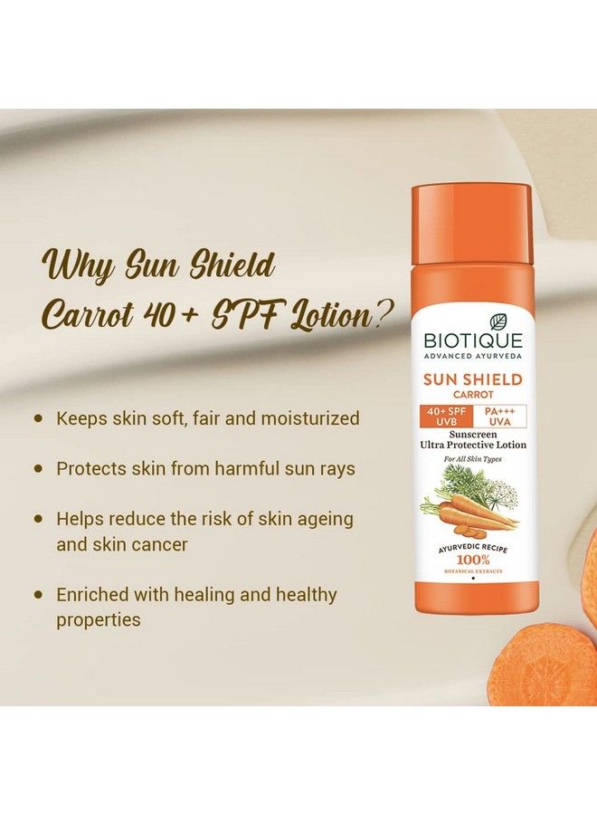 Bio Carrot Face & Body Sun Lotion Spf 40 Uva/Uvb Sunscreen For All Skin Types In The Sun 120Ml (Pack Of 2)