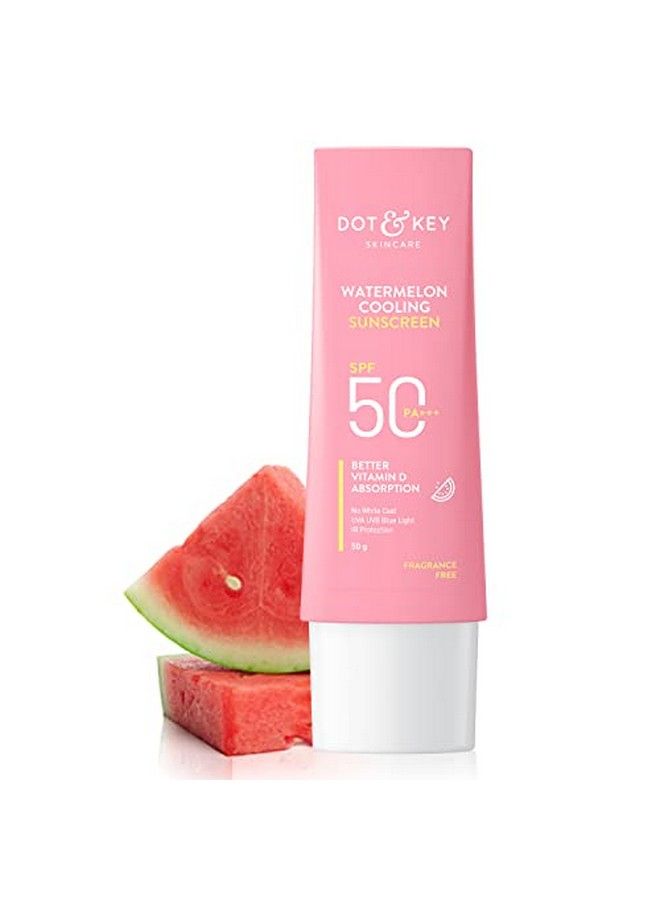 Watermelon Hyaluronic Cooling Sunscreen Spf 50 Pa+++|For Moisturized Skin| Uv + Blue Light Protection| Lightweight; No White Cast; Boosts Vitamin D Absorption I Quick Absorbing; 50G