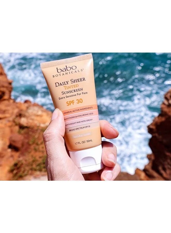 Daily Sheer Moisturizing Mineral Tinted Sunscreen SPF 30, Natural Glow, Unscented, 1.7 Fl Oz