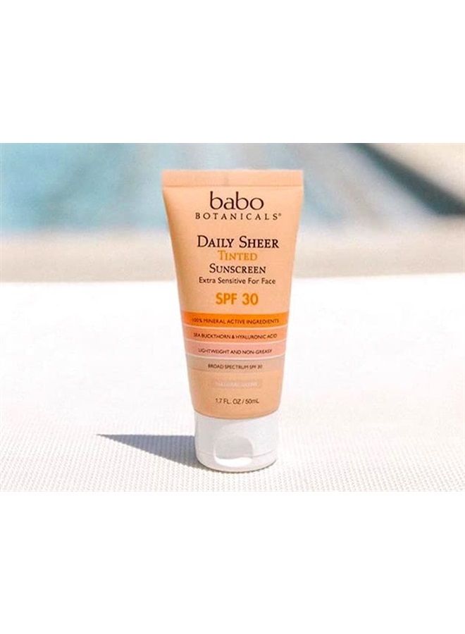 Daily Sheer Moisturizing Mineral Tinted Sunscreen SPF 30, Natural Glow, Unscented, 1.7 Fl Oz