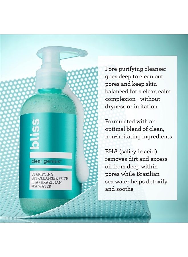 Clear Genius Clarifying Gel Cleanser with BHA to Detox and Clear Skin| Non-Irritating | Clean | Cruelty-Free | Paraben Free | Vegan | 6.4 oz