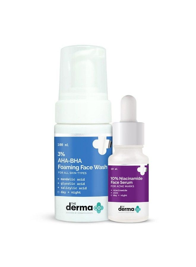 Reverse Acne & Acne Marks Combo 10% Niacinamide Serum (30 Ml) + 3% Aha Bha Foaming Face Wash (100 Ml)