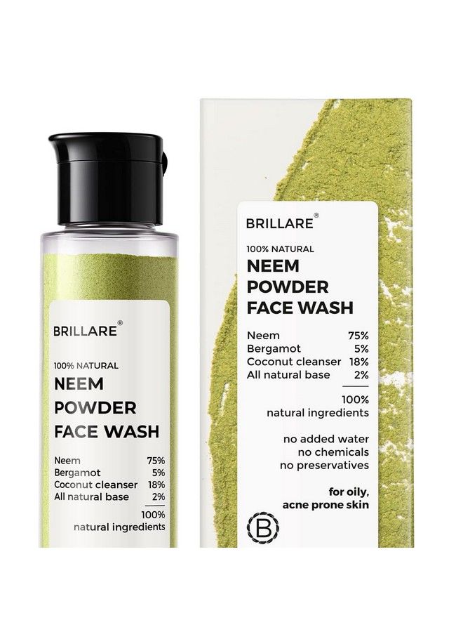 Neem Face Wash; Reduces Acne & Pimples; With Bergamot For Clear Skin; 100% Natural Powder Facewash; 30G