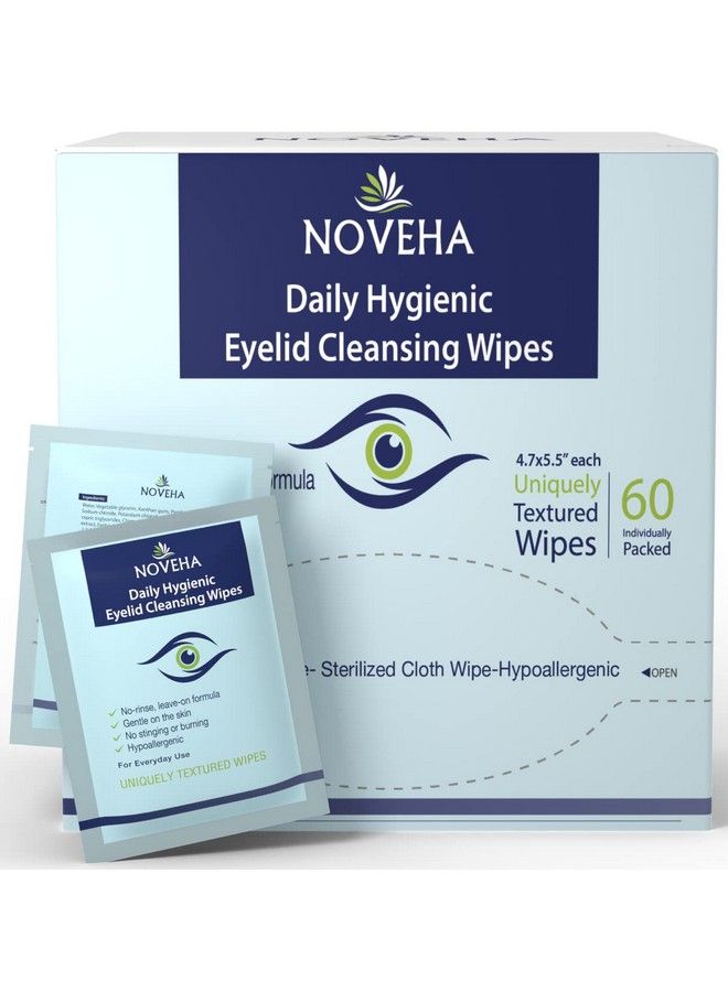 Daily Hygienic Eyelid & Lash Wipes | For Blepharitis & Itchy Eyes Demodex | Box Of 60 Individually Wrapped Eyelash Wipes Natural Makeup Remover & Daily Cleanser