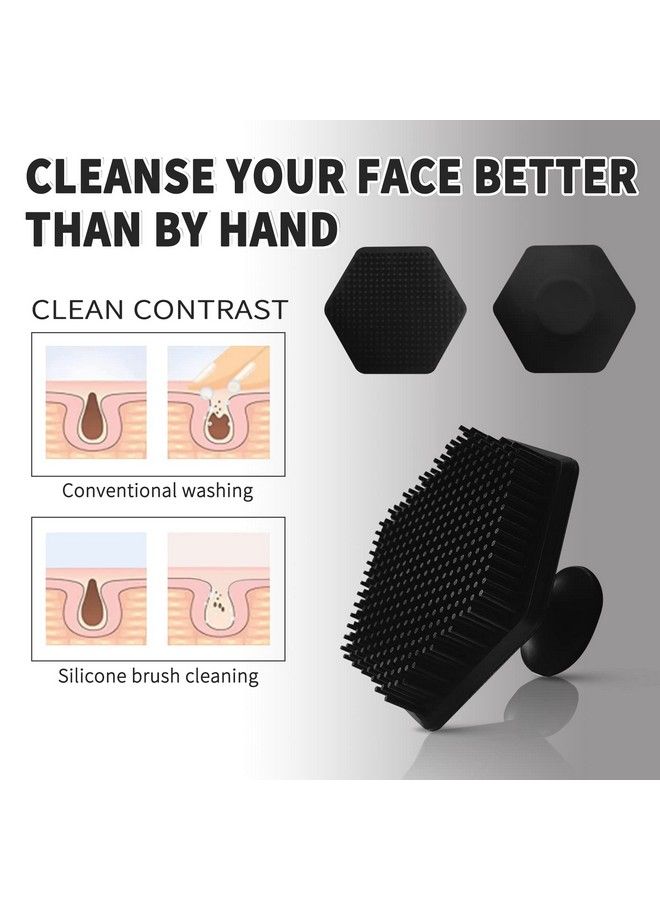 Silicone Face Scrubber For Men Gentle Exfoliator Pad & Massager Facial Cleansing Brush Silicone Face Wash Brush Removes Dead & Dry Skin（Black）