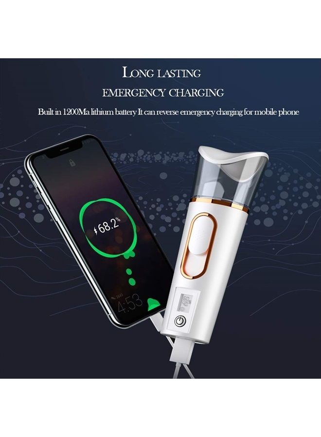 Handy Nano Mist Sprayer with Skin Analyzer Moisture Tester, Portable Facial Atomization Eyelash Extensions Steamer Mister,Mini Cool with Large Capacity,Face Moisturizing,Hydration Refreshing