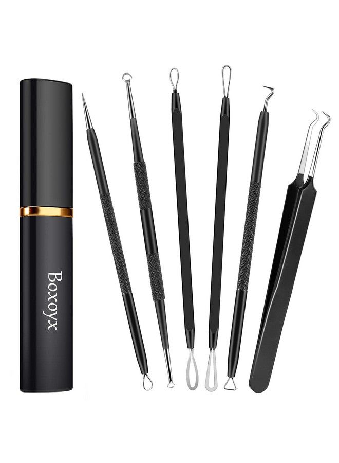 Pimple Popper Tool Kit 6Pcs Blackhead Remover Comedone Extractor Tool Kit With Metal Case For Quick And Easy Removal Of Pimples Blackheads Zit Removing Forehead Facial And Nose (Black)