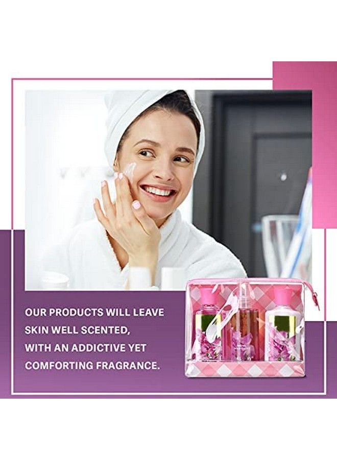 Bath & Body Care Travel Set Pea Flower Scent Home Spa Set With Body Lotion Shower Gel And Fragrance Mist Valentines Day Gifts For Her And Him